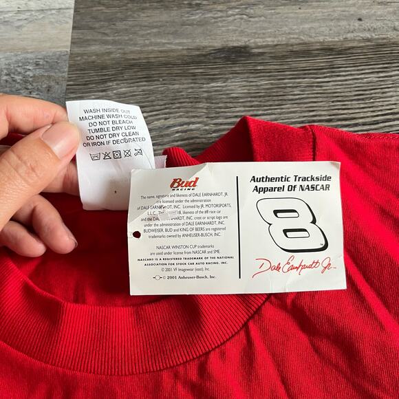 Vintage NWT 2000s Red Chase Authentics NASCAR‎ Dale Earnhardt Jr. T-shirt L NEW - Picture 9 of 12